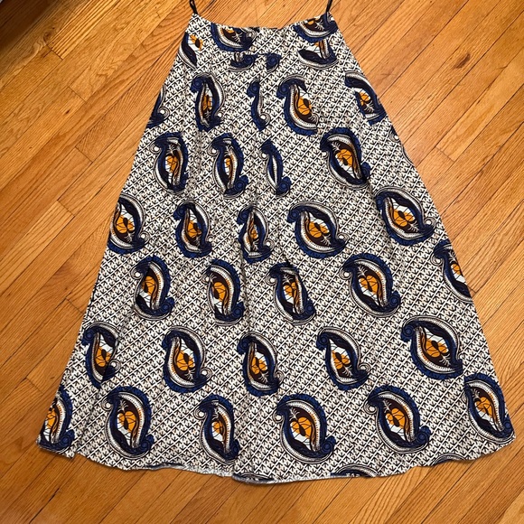 Anthropologie Mille Collines Maaike Navy and Orange Maxi Skirt Boho Ethnic - Picture 2 of 8